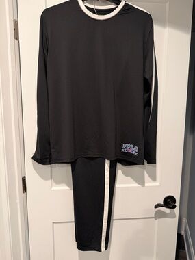 Ralph Lauren Black Athletic Top and Pants with White Collar Trim